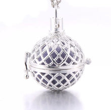 Load image into Gallery viewer, Lattice Silver Essential Oil Ball Diffuser Necklace