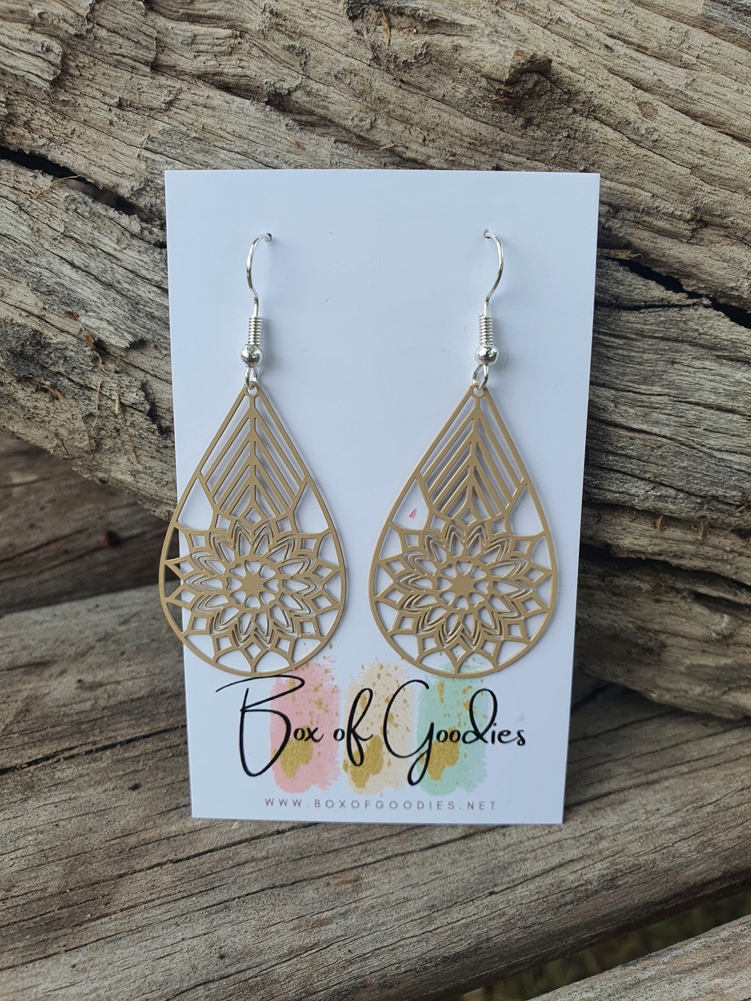 Beige mandala teardrop