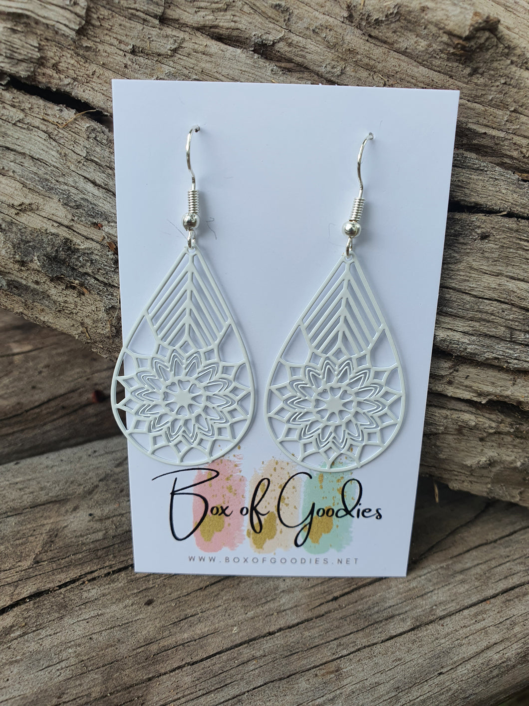 White mandala teardrop