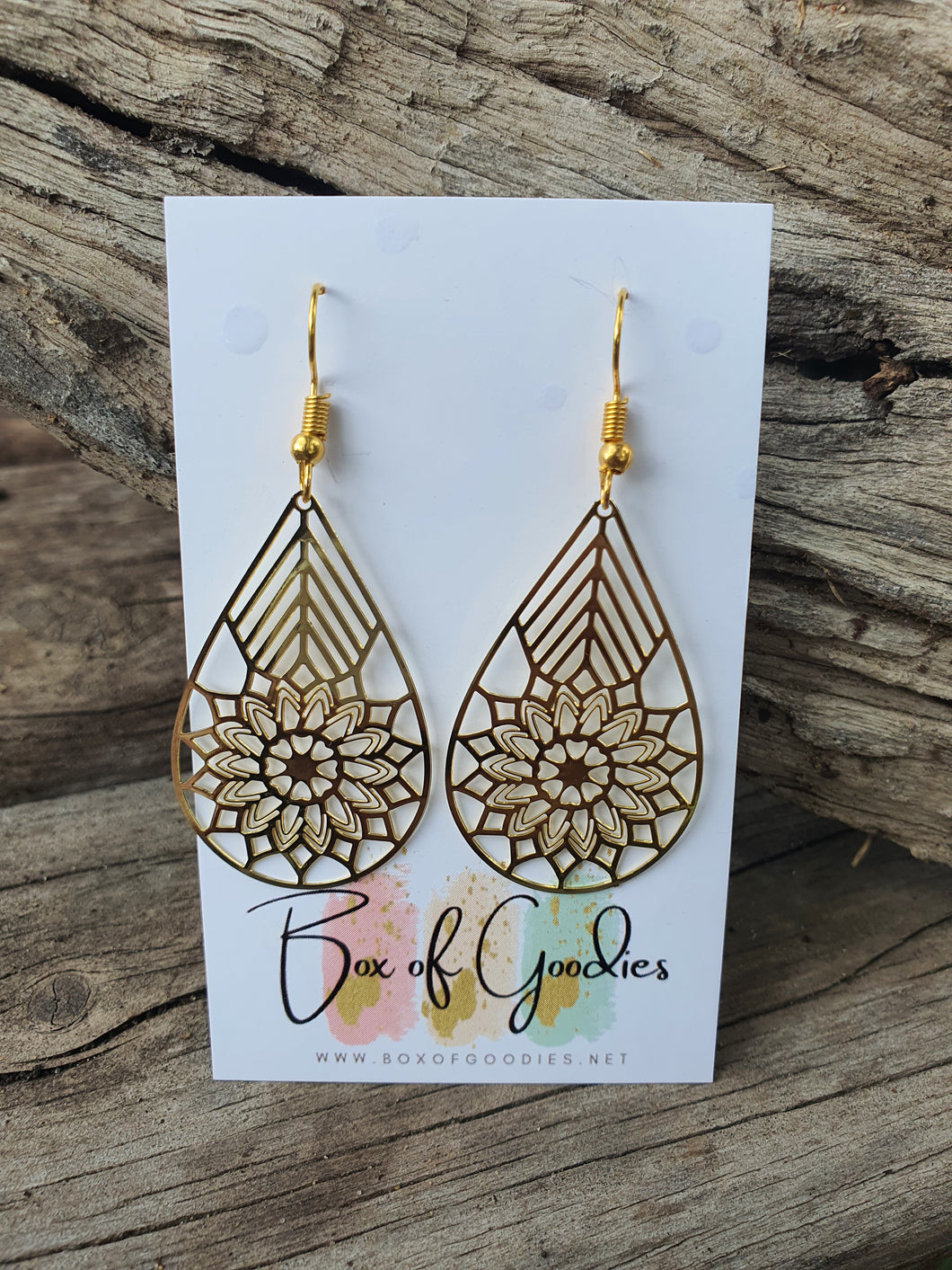 Gold mandala teardrop
