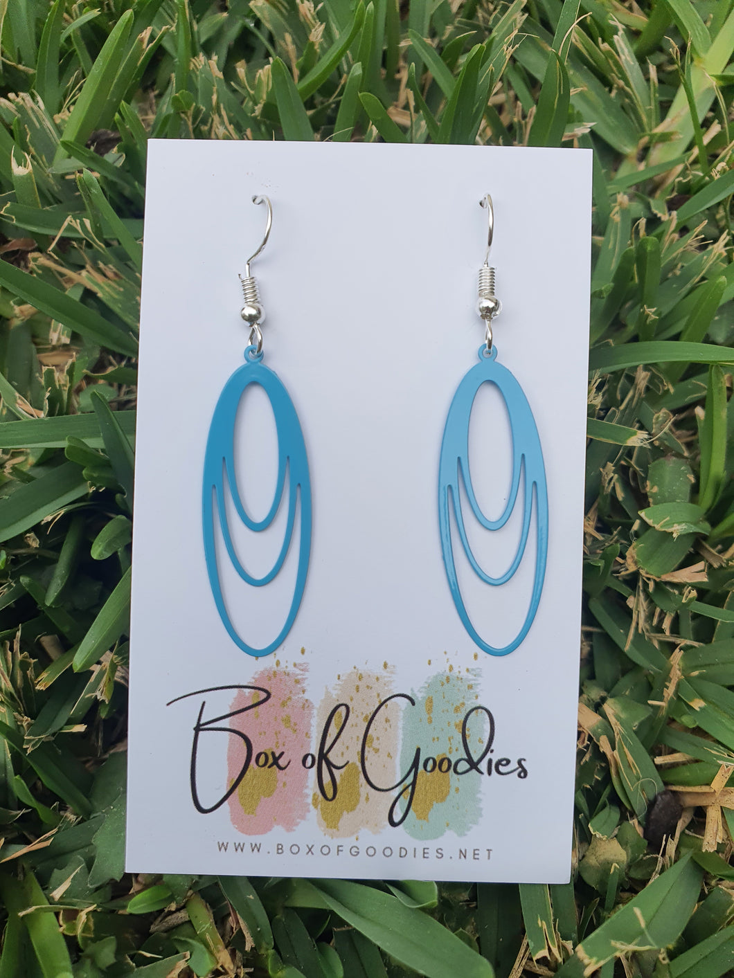 Blue long oval dangles