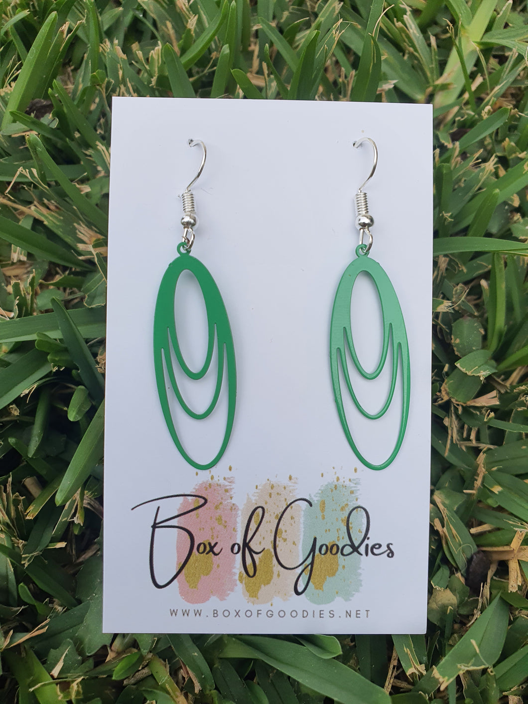 Green long oval dangles