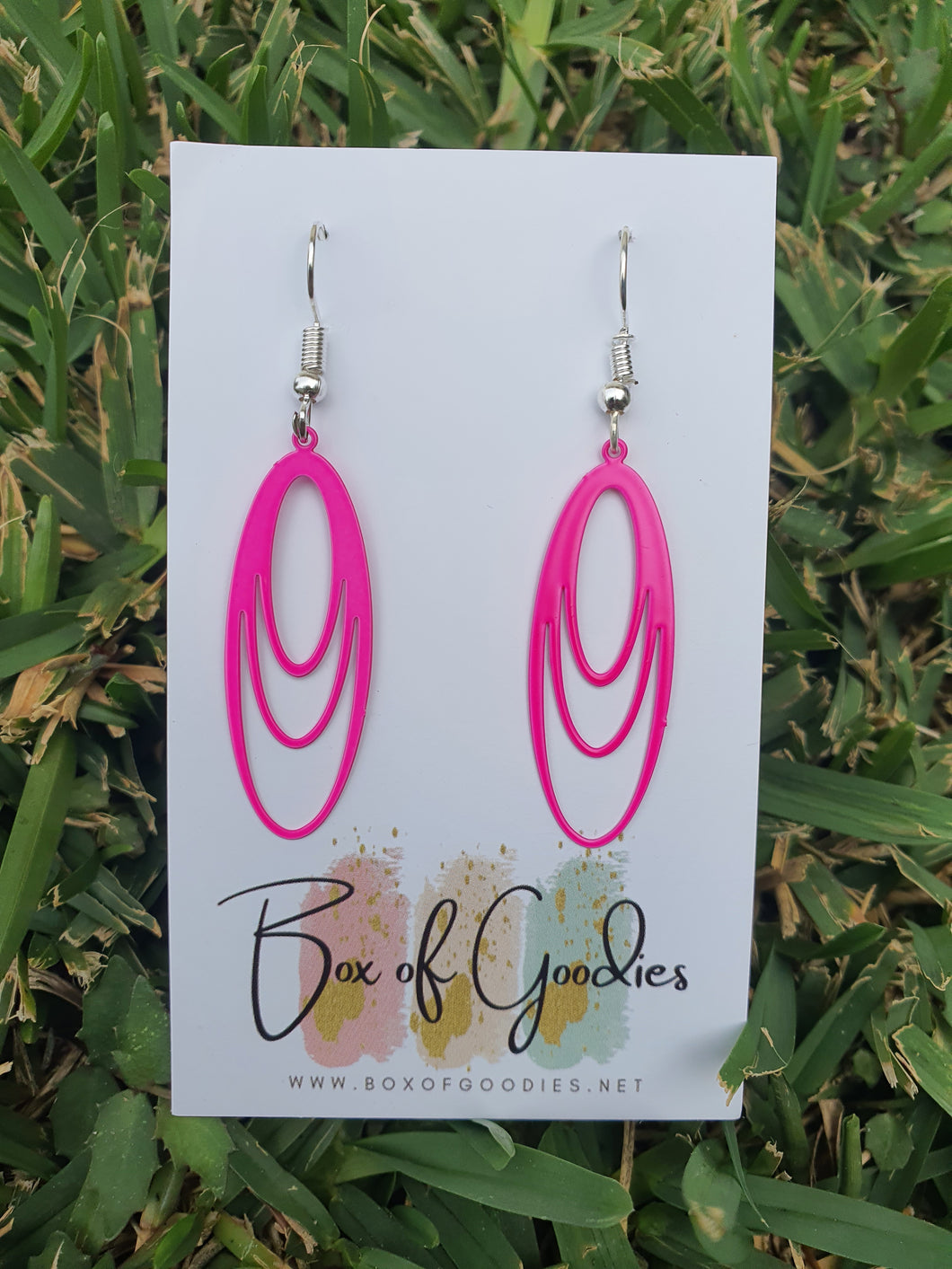 Hot pink long oval dangles