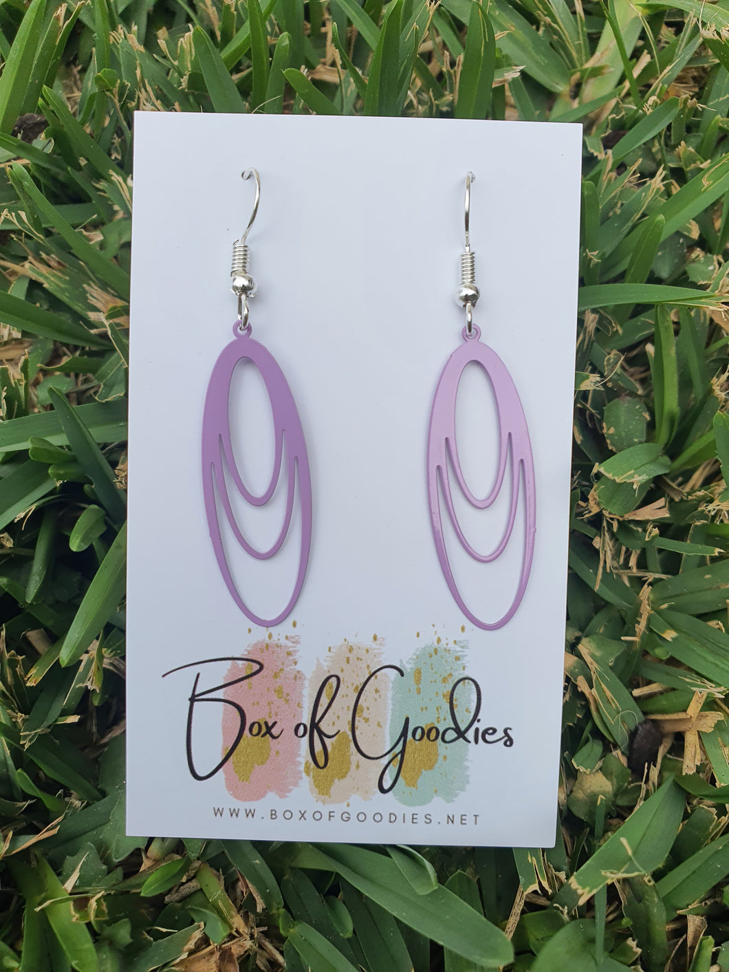 Purple long oval dangles