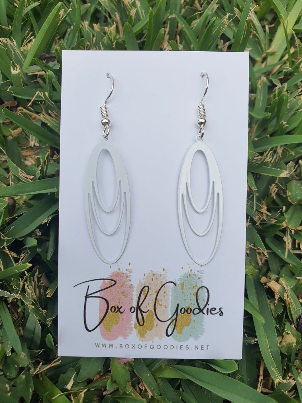 White long oval dangles
