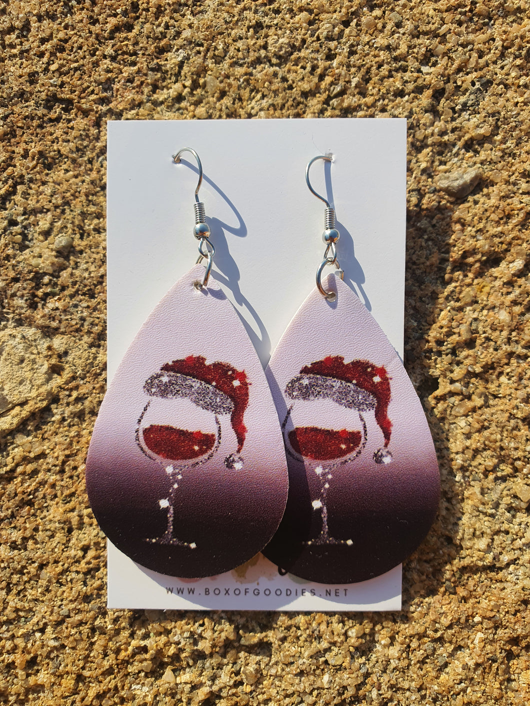 Christmas Wineglass faux leather teardrop