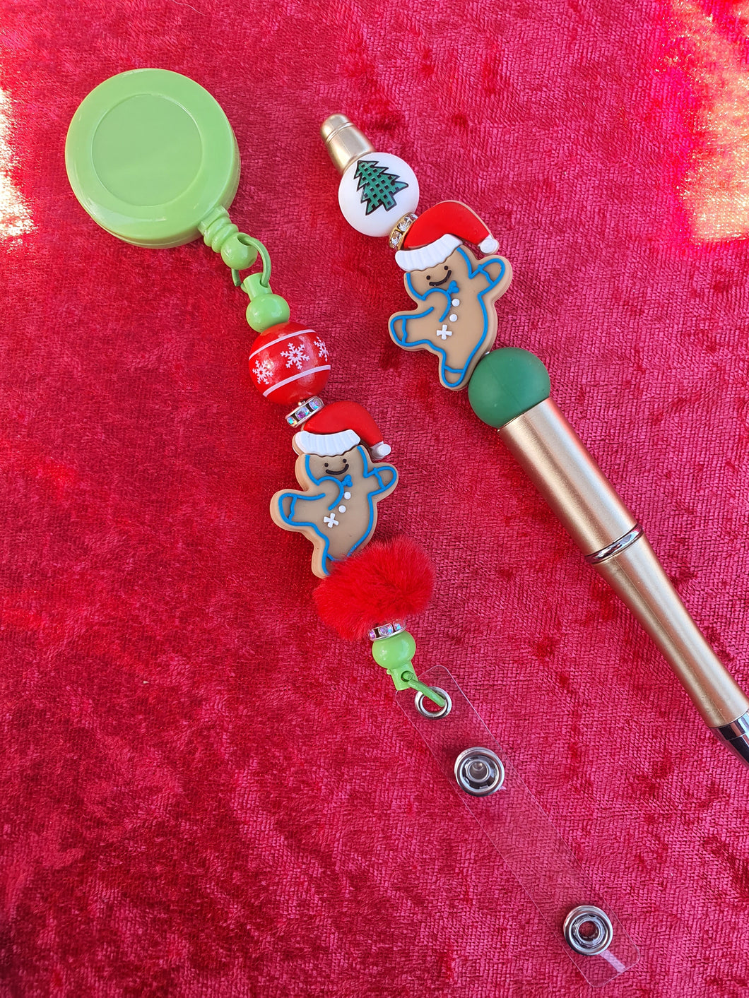 Gingerbread pen and retractable ID tag holder