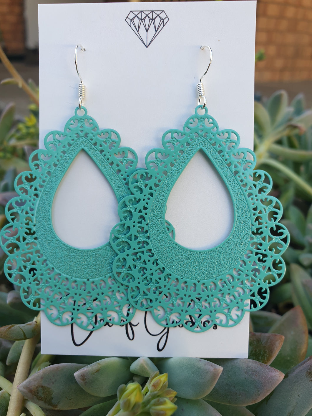 Teal lace filigree