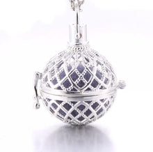 Load image into Gallery viewer, Lattice Silver Essential Oil Ball Diffuser Necklace
