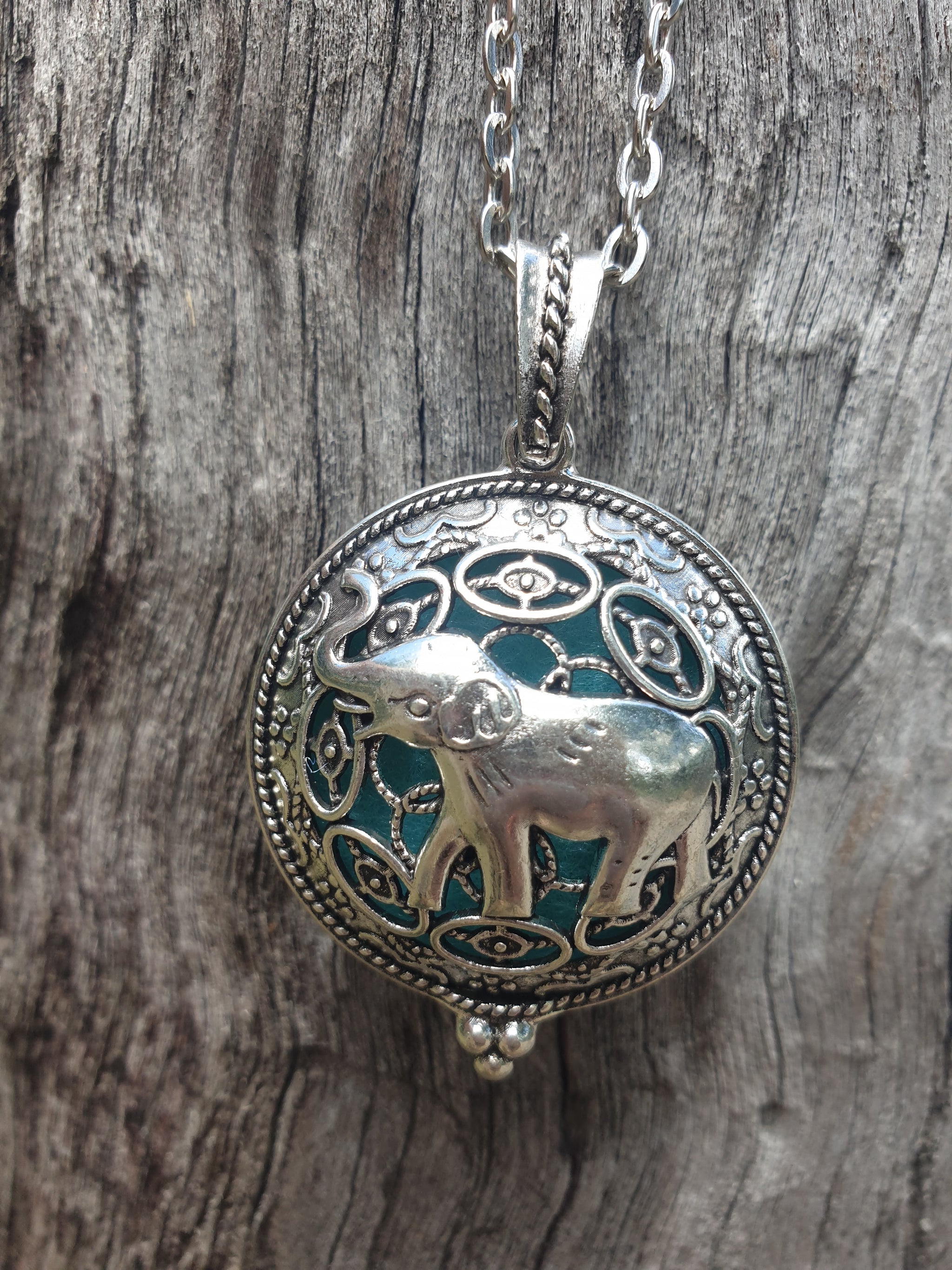 Silver Elephant Essential Oil Diffuser Necklace