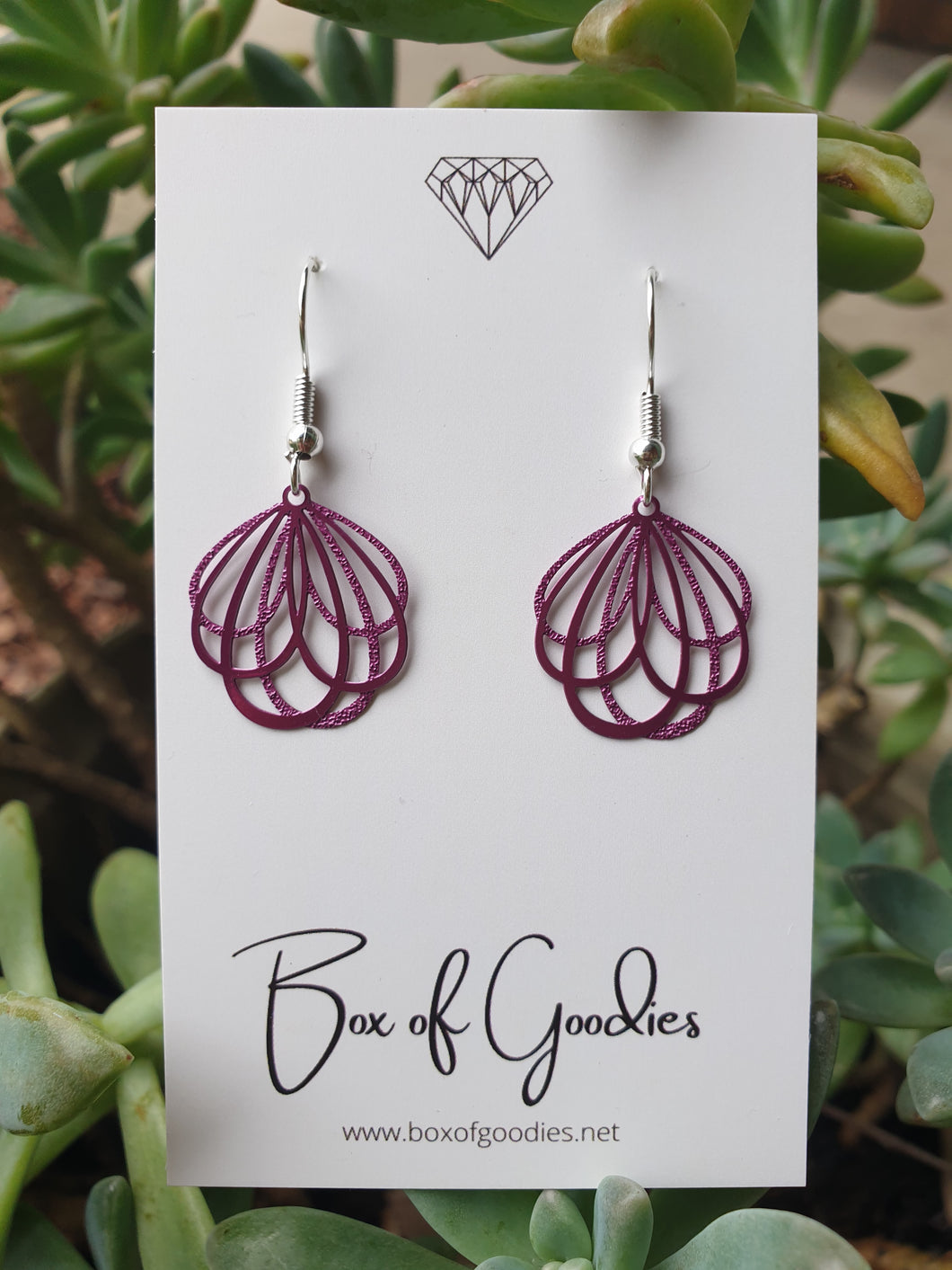 Pink metallic filigree dangles