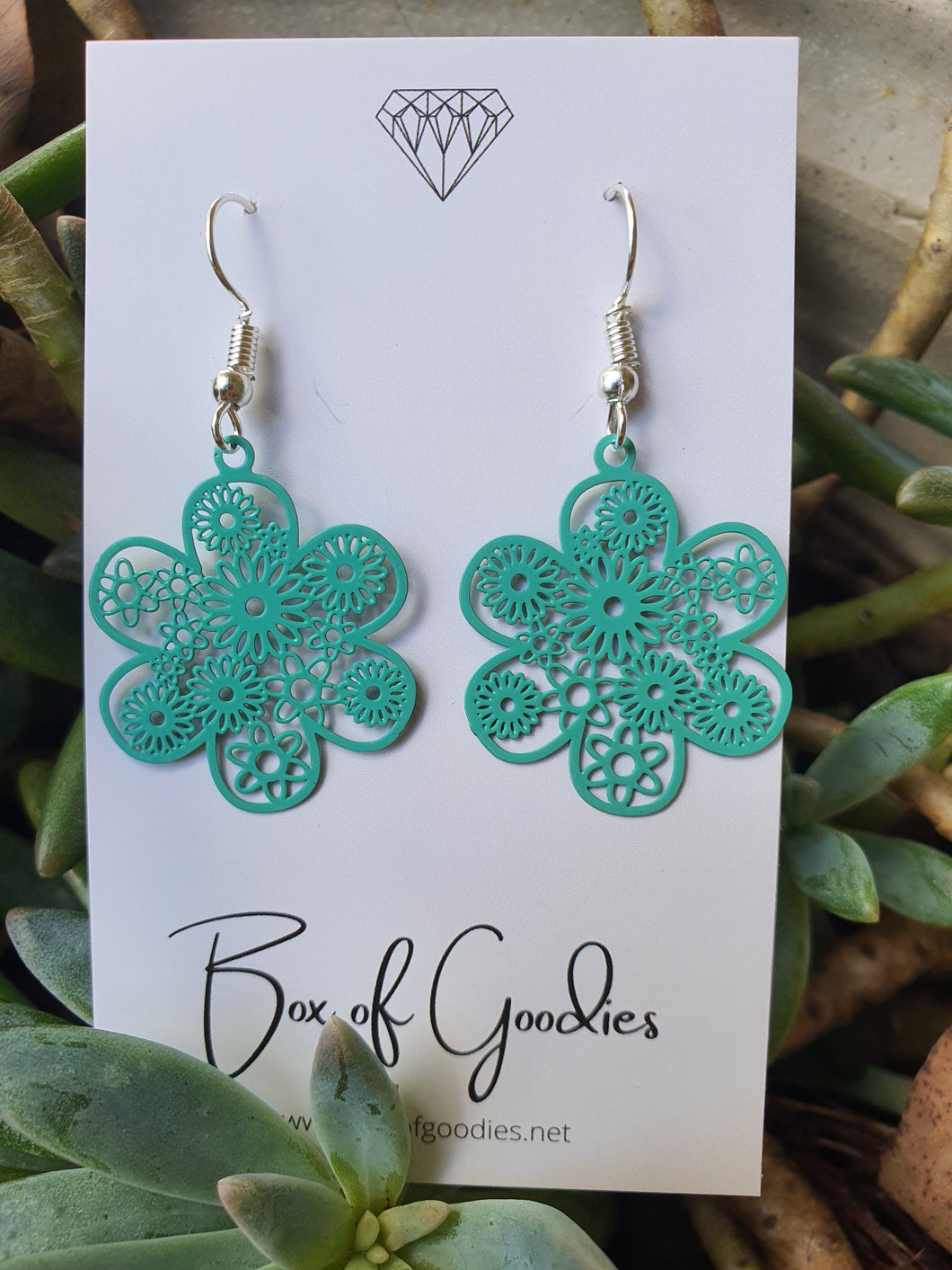 Aqua Flower design filigree